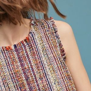 Anthro maeve multicolor tweed fringe boho top